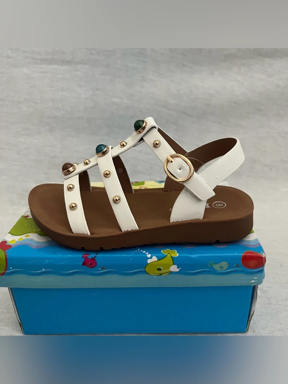 Link Wonderous White Studded Gladiator Sandals